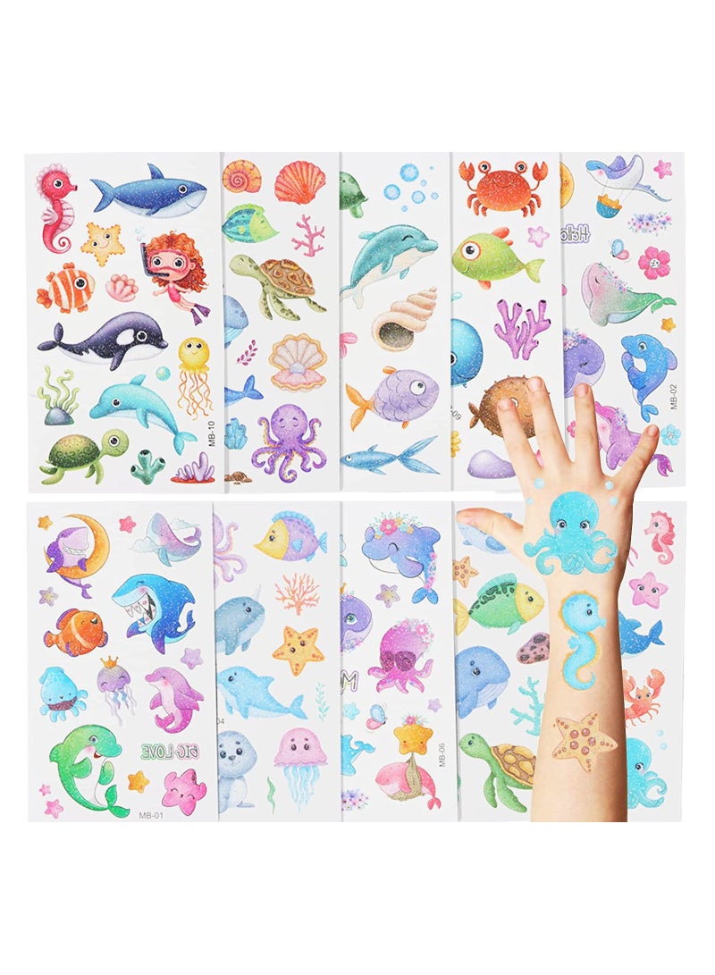 SYOSI 140 Pcs Kids Temporary Tattoo Stickers Cute Cartoon Glitter Children's Waterproof Temporary Tattoo Toys Face Tattoo Stickers Girls Boys Theme Party Birthday Gifts Supplies Decorations - Image 1