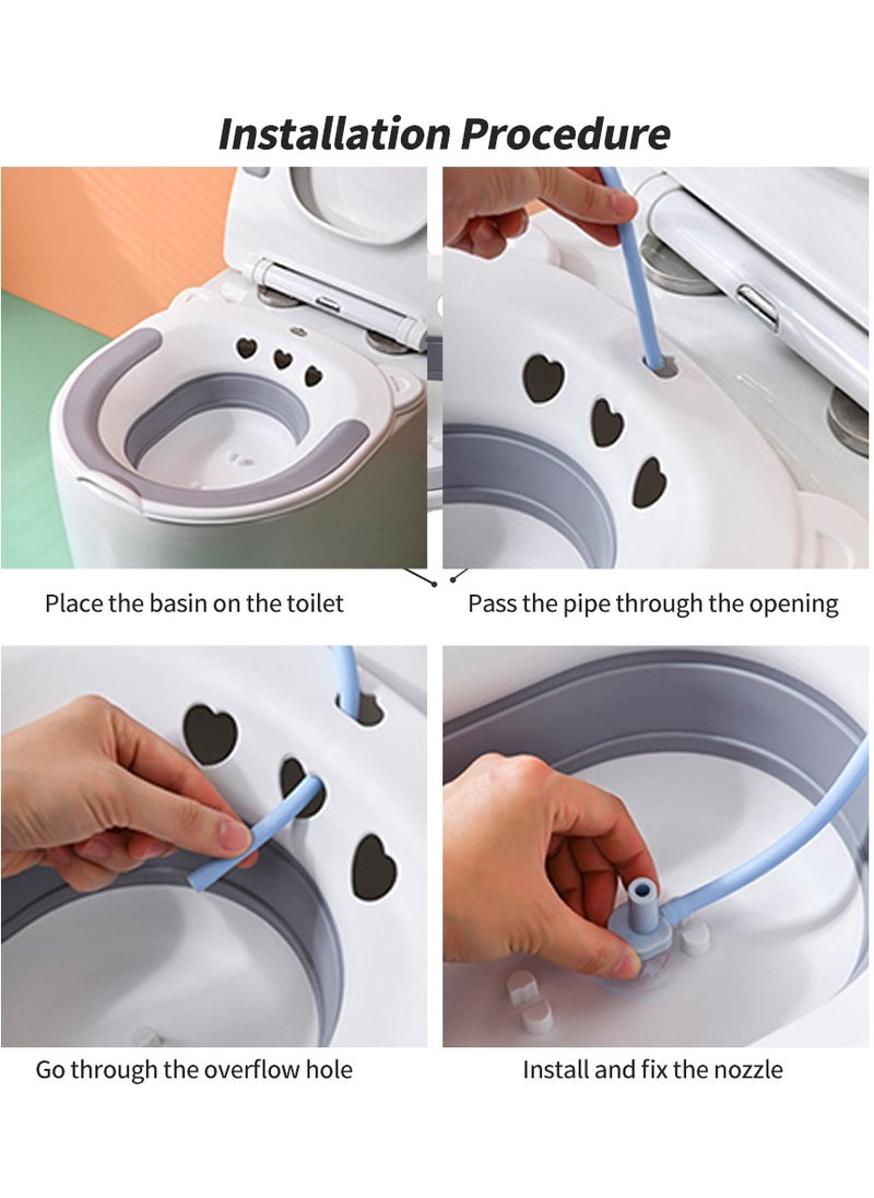 MileMelo - Sitz Bath For Toilet Seat Hemorrhoids Postpartum Care With Flusher Comfortable Seating Easy To Use And Clean - Image 1