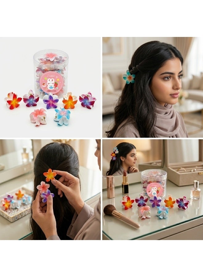 Dantiya Flower Hair Claw Clips Set – 7 Pieces Multi-Color Hair Clips, Strong Hold Stylish Hair Accessories for Daily Use - Image 2