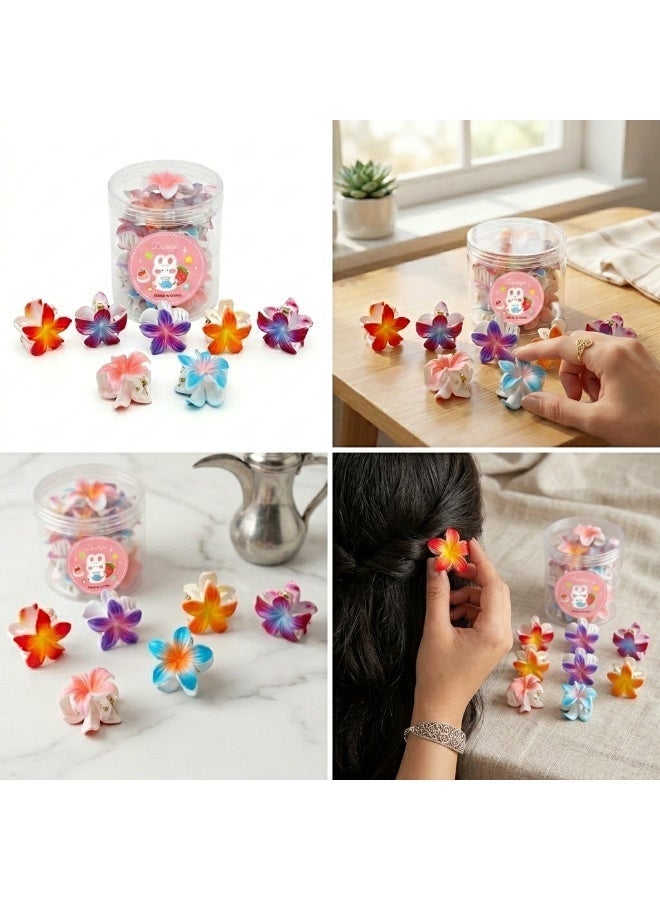Dantiya Flower Hair Claw Clips Set – 7 Pieces Multi-Color Hair Clips, Strong Hold Stylish Hair Accessories for Daily Use - Image 3