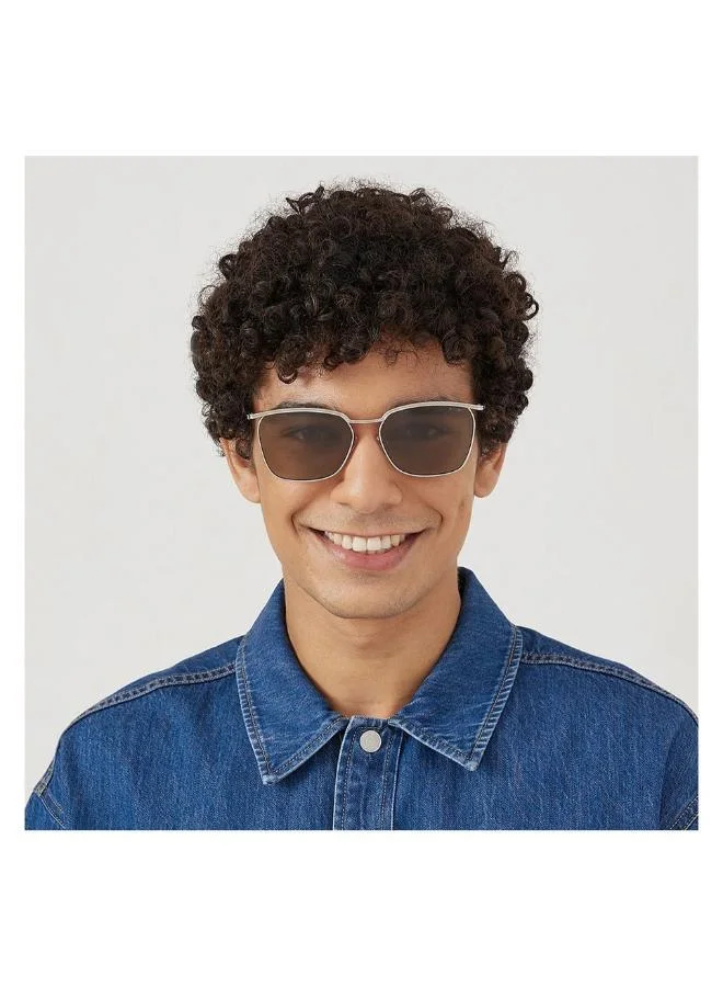 بلاك أوت "نظارات شمسية طراز مستطيل للرجال والنساء من بلاك آوت ساندي مع حماية الأشعة فوق البنفسجية ٤٠٠ - فضي/بني"