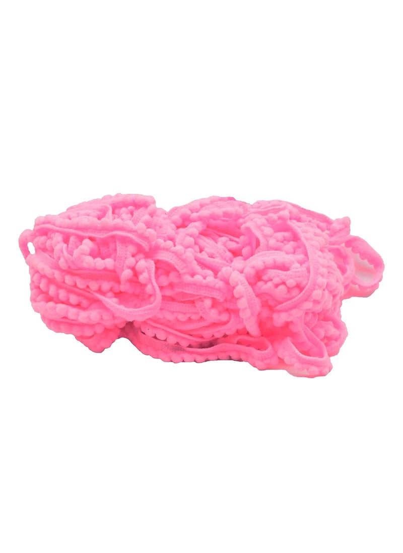 GOELX Goelx Colorful Cotton Pom Pom Lace Dori, Sewing Trim Embellishment Cords for Sewing, Craft Works, Apparel Designing - Pack of 9.8 Yards/9 mtrs in Baby Pink  - Image 1