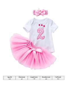 We Happy 3 Piece 2nd Birthday Baby Girls Dress Princess Costume Bodysuit with Tutu stripped Skirt and headband  - Image 5