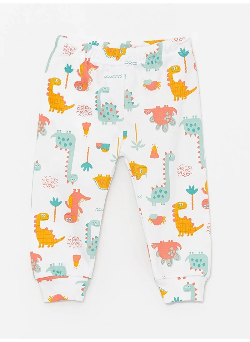 Luggi Baby Basic Dinosaur Patterned 2-Pack Baby Girl Bottoms Without Booties 3 Months-3 Years