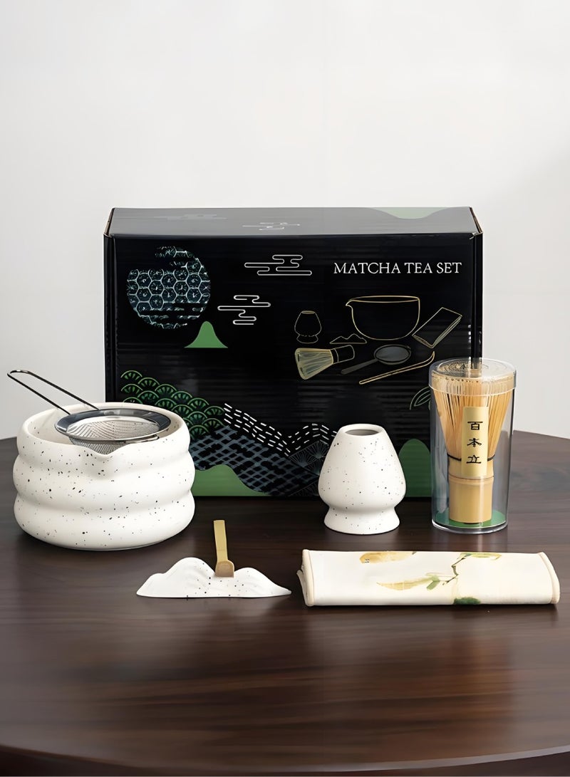 غايو طقم ماتشا من 7 قطع، مجموعة خفاقة الماتشا، طقم ماتشا مع وعاء خزفي، أدوات شاي الماتشا، طقم شاي الماتشا، طقم شاي تقليدي - Image 1