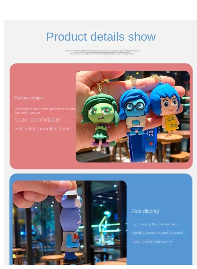 Bluejw Cute  Anime Inside Out 2 Keychain Toy for Game Fans Kids Birthday Gift  2Pcs - Image 2