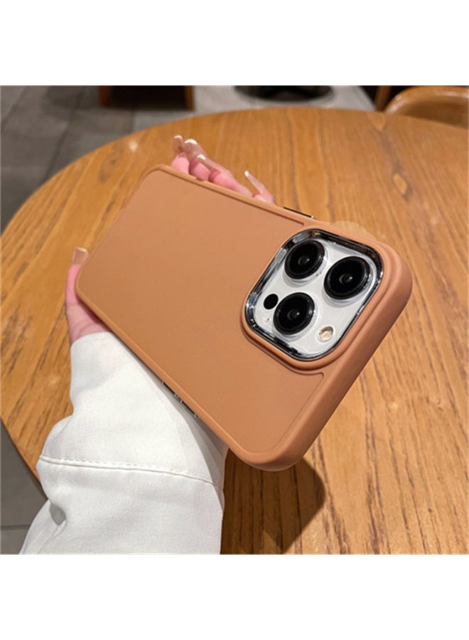 Suitable For Apple 16pro Metal Frame Phone Case Iphone7p/xr Caramel Color Protective Cover, Compatible With All Series