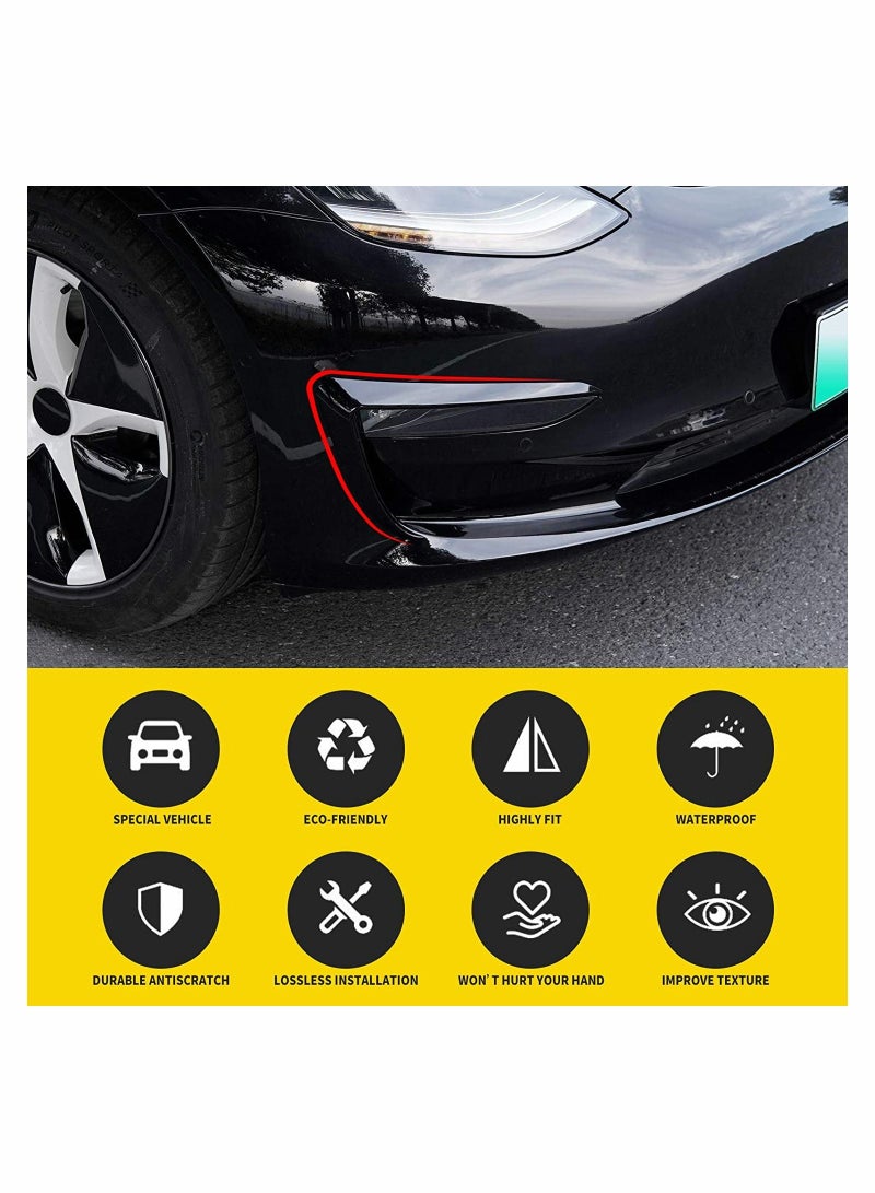 Front Fog Light Trim Cover, Eyebrow Cover Frame Exterior Decoration for Tesla Model 3 Accessories (Black) - Image 3