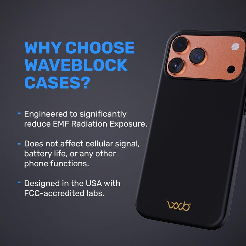WAVEBLOCK EMF Protection Silicone Case Compatible with iPhone 17 Pro Max, Radiation Blocker, 5G Shield Reduction, Lightweight, USA Patented and Tested in FCC Lab, Black - Image 3