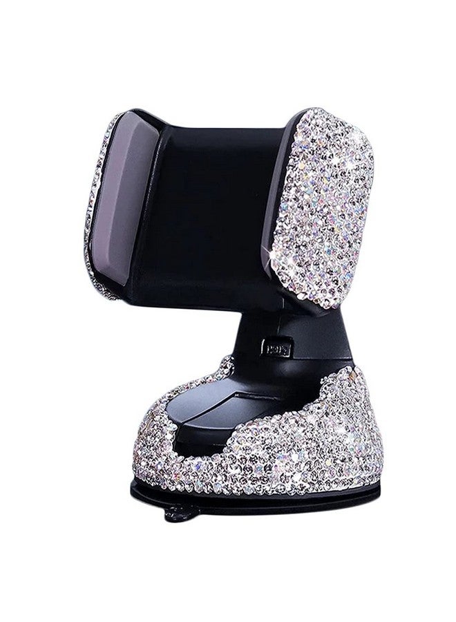 SUNCARACCL Bling Car Phone Holder 360°Adjustable Universal Rhinestone Crystal Auto Phone Mount Stand Accessories For Windshield Dashboard And Air Outlet (White) - Image 1