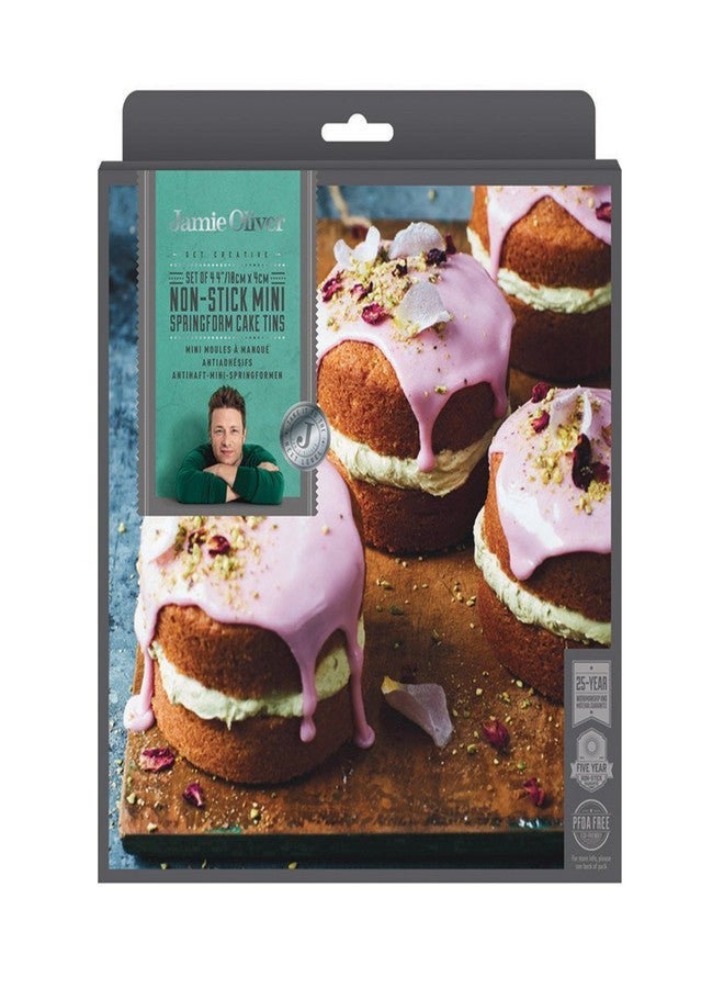 Jamie Oliver JB1030 Bakeware Range Non-Stick Mini Springform Cake Tin Set - Carbon Steel, Harbour Blue, Set of 4 - Image 2