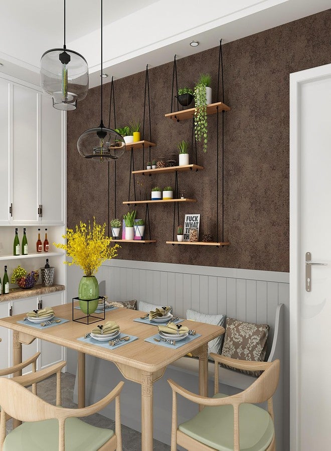 TOTIO Stained Dark Brown Concrete Contact Paper Vintage Metallic Industrial Style Wallpaper Peel and Stick 16x354inch Air Guide Slot Design Matte Thickened Self-Adhesive Waterproof Furniture Sticker - Image 4