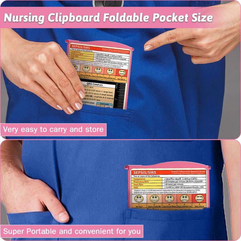 Trustnice Nursing Clipboard Foldable Clipboard Medical: Edition Cheat Sheets Aluminum 3 Layers Foldable Clipboards Nursing Pocket Size Profile Clip Nurse Clipboards Notepad for Nurses Students and Doctors - Image 2
