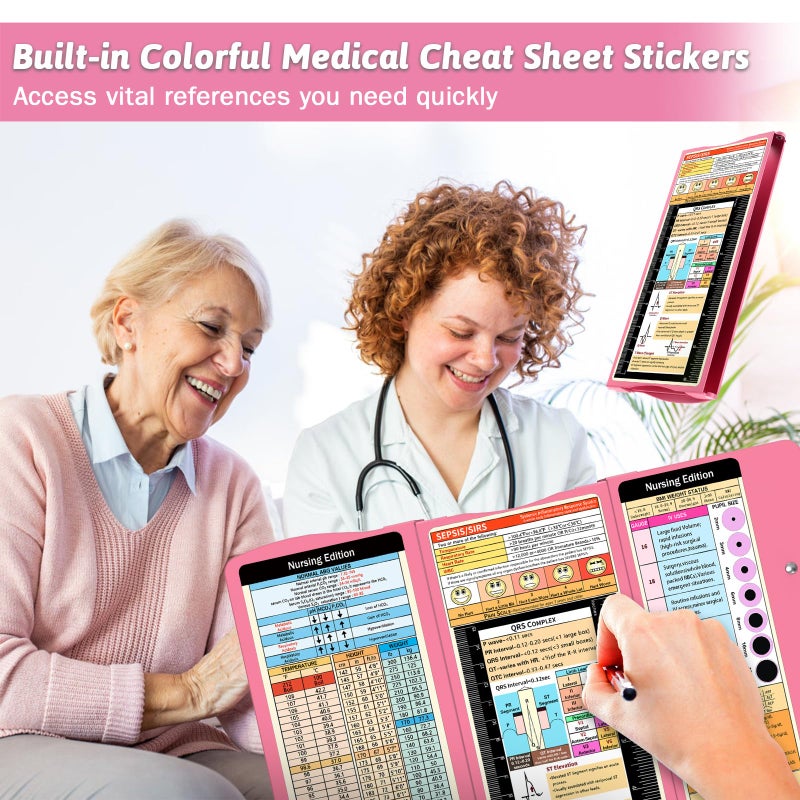 Trustnice Nursing Clipboard Foldable Clipboard Medical: Edition Cheat Sheets Aluminum 3 Layers Foldable Clipboards Nursing Pocket Size Profile Clip Nurse Clipboards Notepad for Nurses Students and Doctors - Image 3