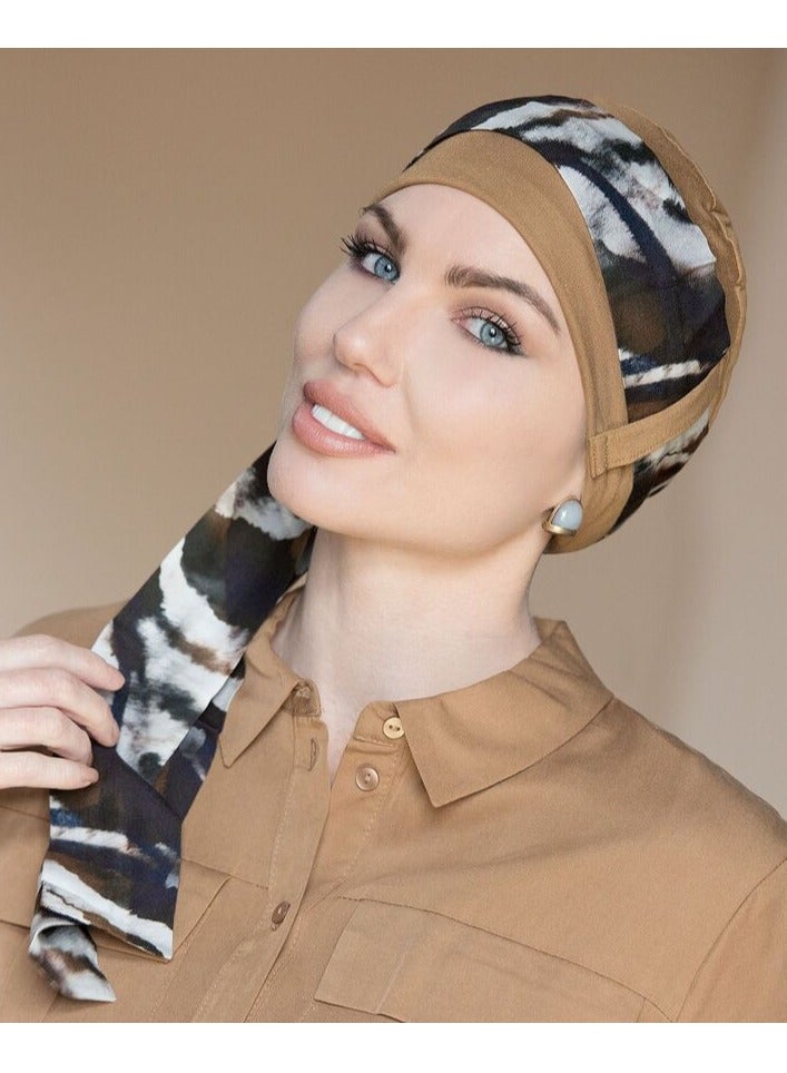 Rung Yanna Camel Stampa Zebra Ladies Scarf - Image 1
