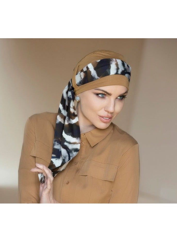 Rung Yanna Camel Stampa Zebra Ladies Scarf - Image 2
