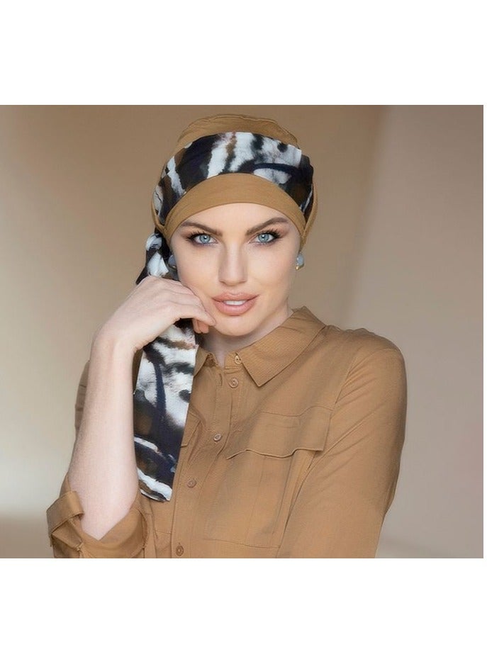 Rung Yanna Camel Stampa Zebra Ladies Scarf - Image 3