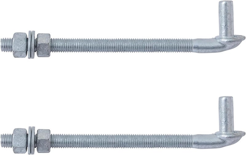 VIVIDA 10" J Bolt Gate Hinge 2 Pack, Chain Link Gate Bolt Hinge with 5/8" Male Pin, Galvanized Steel, Nuts & Washers Included - Image 1