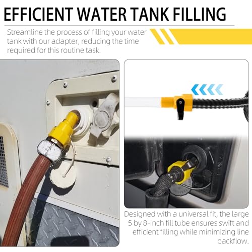 Aussio 2Pack 40003 RV Water Fill Adapter with Hose for Quick Filling of Your RVs Gravity Water Fill Adapter Fits Standard Drinking Waters Hoses Features a 58 Tube - Image 5