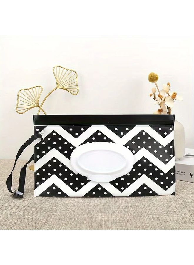 Black Waves EVA Wipes Dispenser Refillable Reusable Moisture Sealed Large Capacity Travel Tissue Box - Image 1