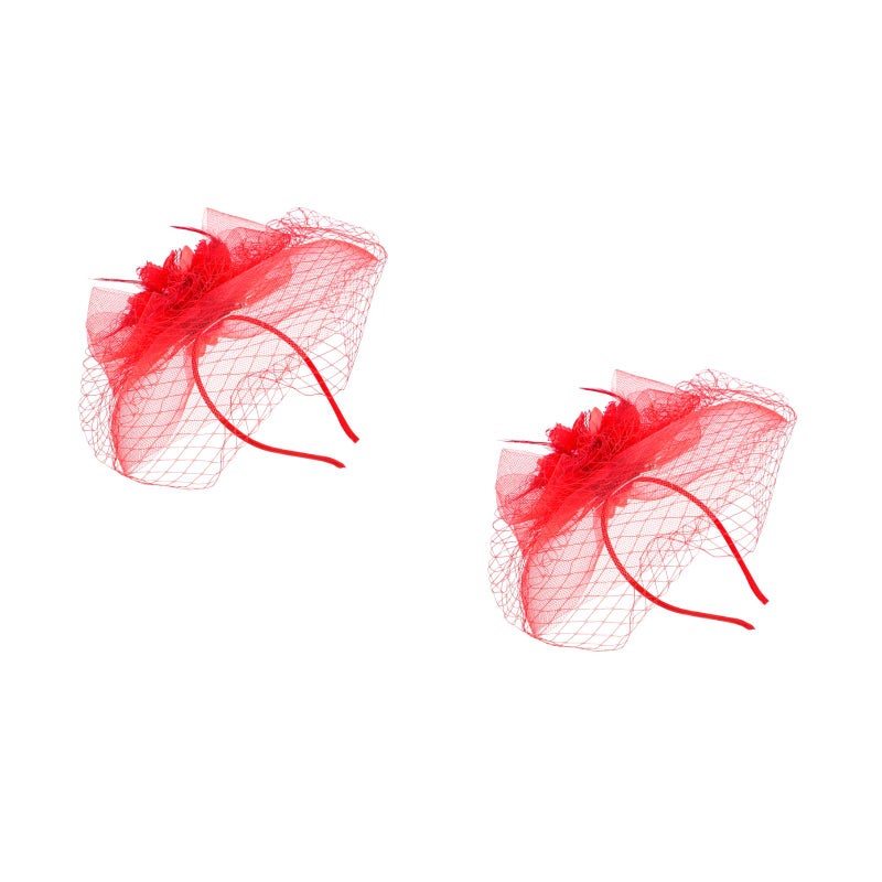 2pcs Veil Flower Headdress Woman Fascinator Hat Masquerade Party Headwear - Image 1