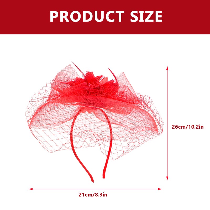 2pcs Veil Flower Headdress Woman Fascinator Hat Masquerade Party Headwear - Image 3