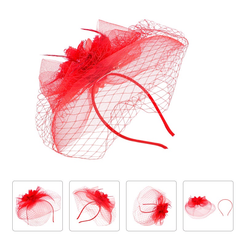 2pcs Veil Flower Headdress Woman Fascinator Hat Masquerade Party Headwear - Image 4