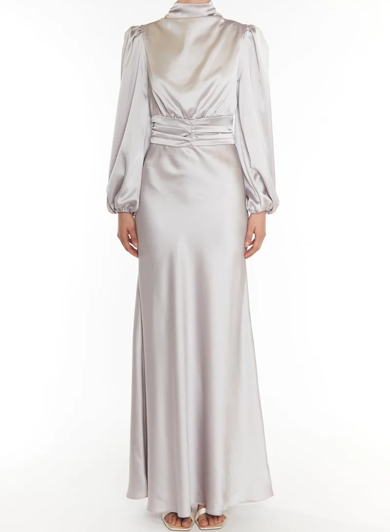 ترو ديكادينس Sutton Silver High Cowl-Neck Maxi Dress