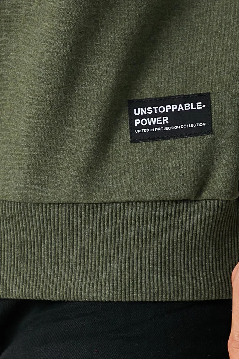 mmetalic Men's Khaki Basic Crew Neck Sweatshirt