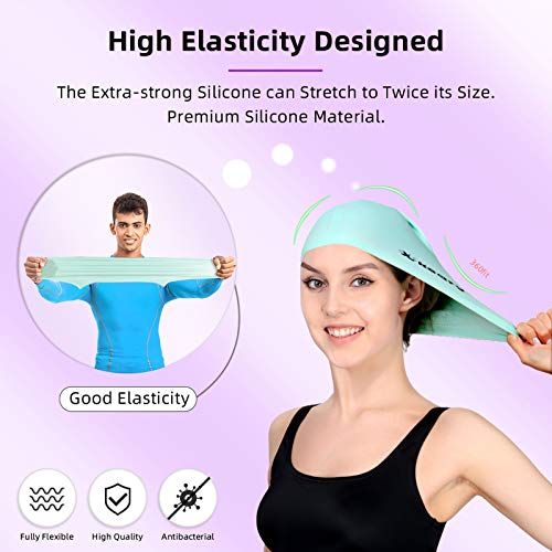 Keary 2 Pack Silicone Swim Cap for Long Hair Women Girls Waterproof Pool Swimming Cap Cover Ears to Keep Your Hair Dry, 3D Ergonomic Stretchable Durable and Anti-Slip, Easy to Put On and Off - Image 3