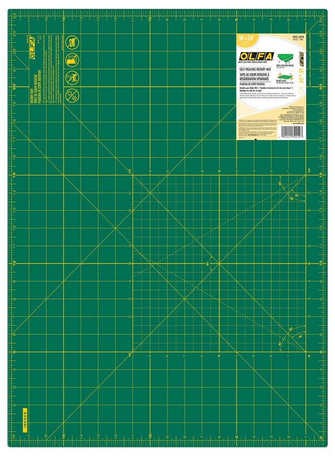 OLFA 18" x 24" Self Healing Rotary Cutting Mat (RM-SG) - Double Sided 18x24 Inch Cutting Mat with Grid for Quilting, Sewing, Fabric, & Crafts, Designed for Use with Rotary Cutters (Green) - Image 2