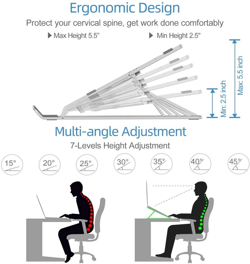 SMILEE Foldable Aluminum Laptop Stand Silver - Image 4