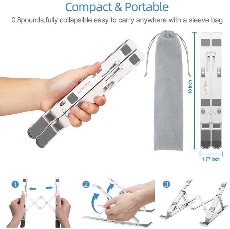 SMILEE Foldable Aluminum Laptop Stand Silver - Image 5