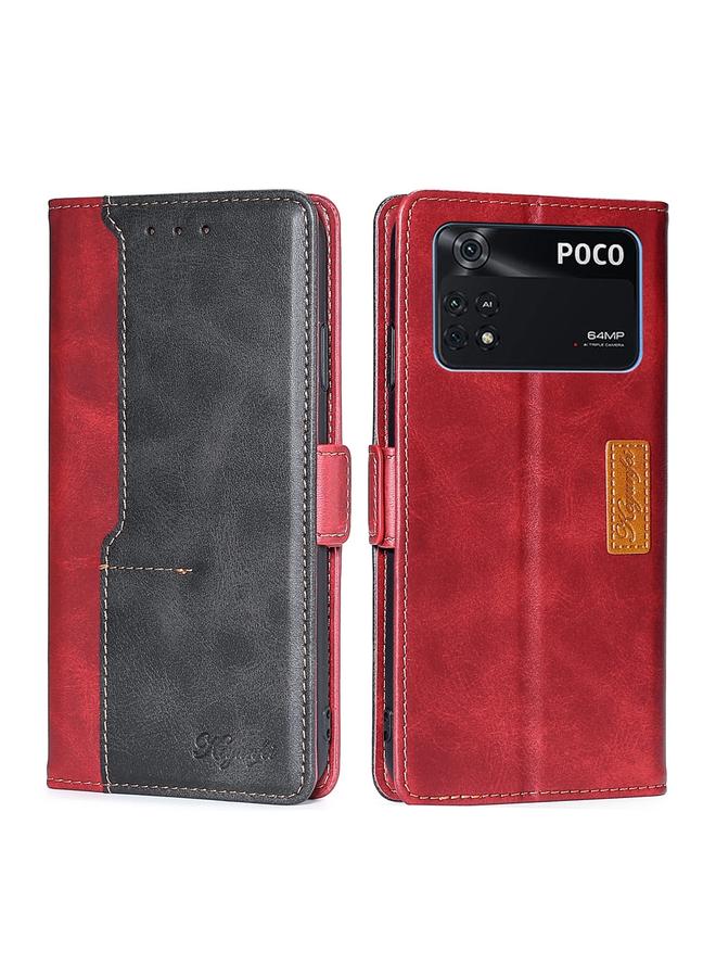 Case For Xiaomi Poco M4 Pro Contrast Color Side Buckle Leather Phone Case