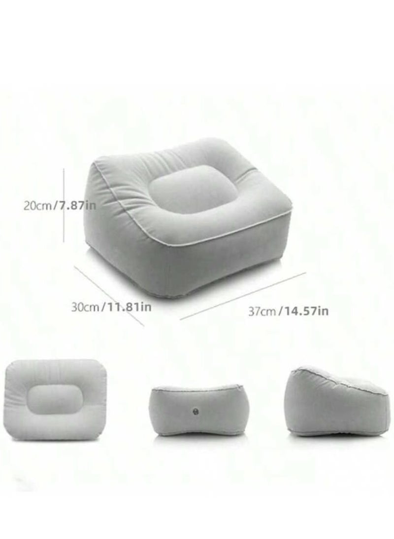 مسند للقدمين قابل للنفخ PVC مخملي 1 قطعة، مناسب للطائرات، القطارات، السيارات، الاسترخاء في مكتب العمل، الرحلات في الهواء الطلق، سهل الحمل، منتج قابل للنفخ - Image 2