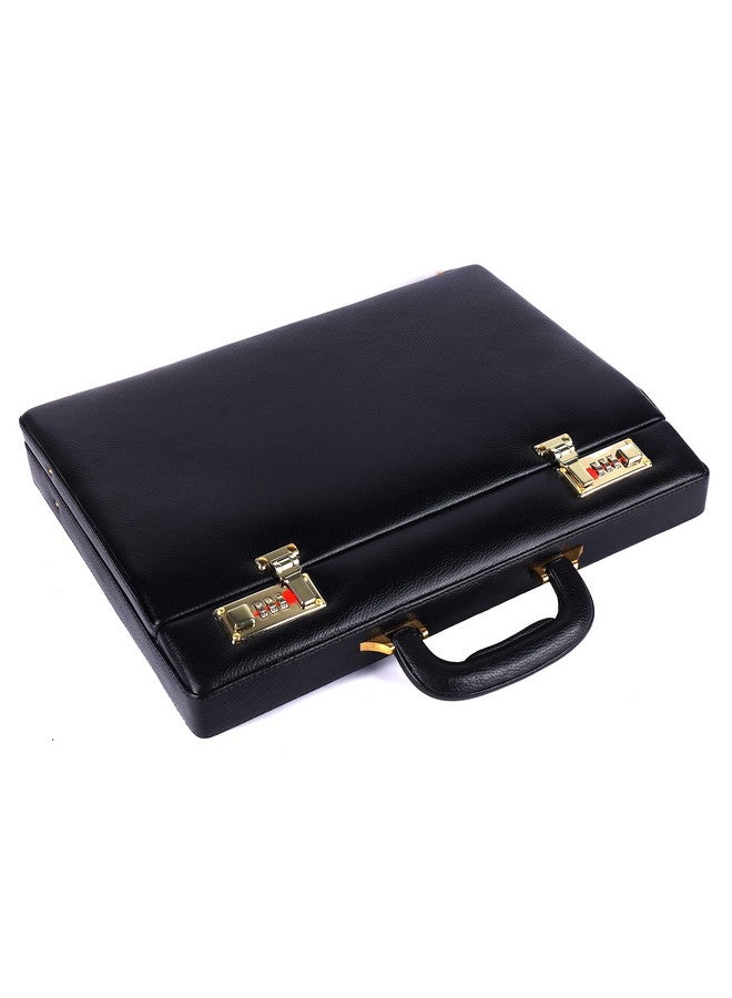  هاموندز فلاي كاتشر حقيبة هاموندز فلايكاتشر القابلة للتوسيع من الجلد الأصلي للرجال، حقيبة سفر مكتبية مع قفل مزدوج للحماية، حقيبة يد للرجال، حقيبة كمبيوتر محمول واسعة - أسود غني - Image 1