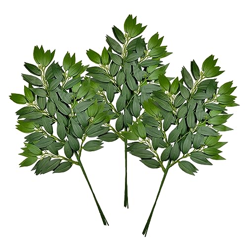 FUNORNAM 12Pcs Italian Ruscus Greenery Stems Artificial Silk Greenery Leaves Garland Vines Hanging Spray for DIY Wedding Arch Bouquet Filler Table Centerpieces Home Indoor Decor - Image 1