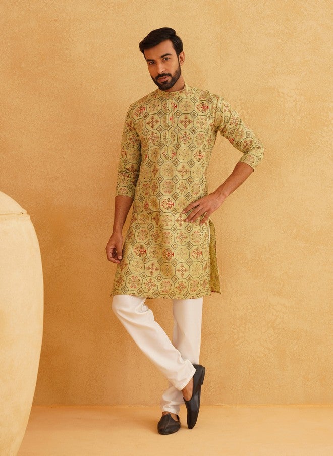 Sojanya قميص قطن ولين مزخرف بنقوش عرقية للرجال - Image 5