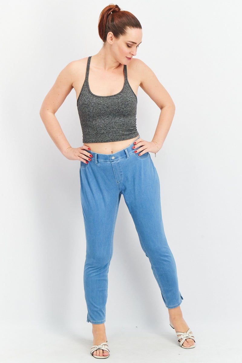 Tchibo Women Slim Fit High Waist Wash Jeans, Blue - Image 3