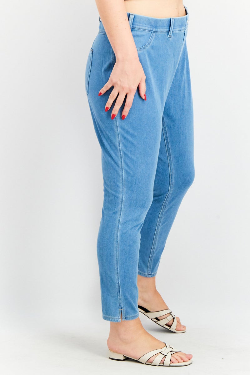 Tchibo Women Slim Fit High Waist Wash Jeans, Blue - Image 4