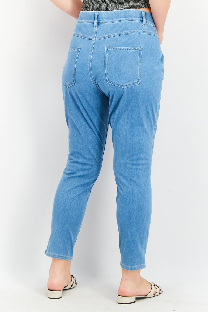 Tchibo Women Slim Fit High Waist Wash Jeans, Blue - Image 2