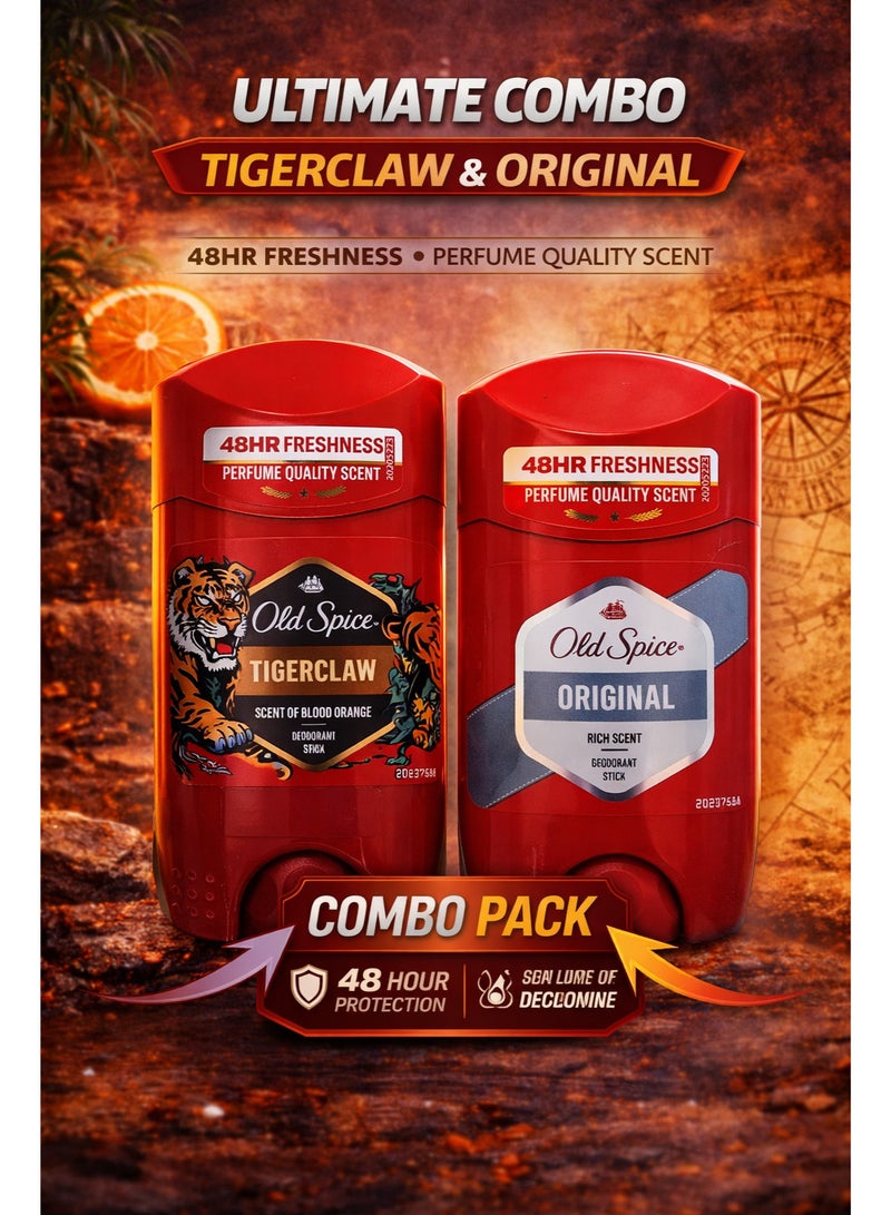 Tigerclaw & Original Deodorant Stick 48H Freshness 2x50 ml