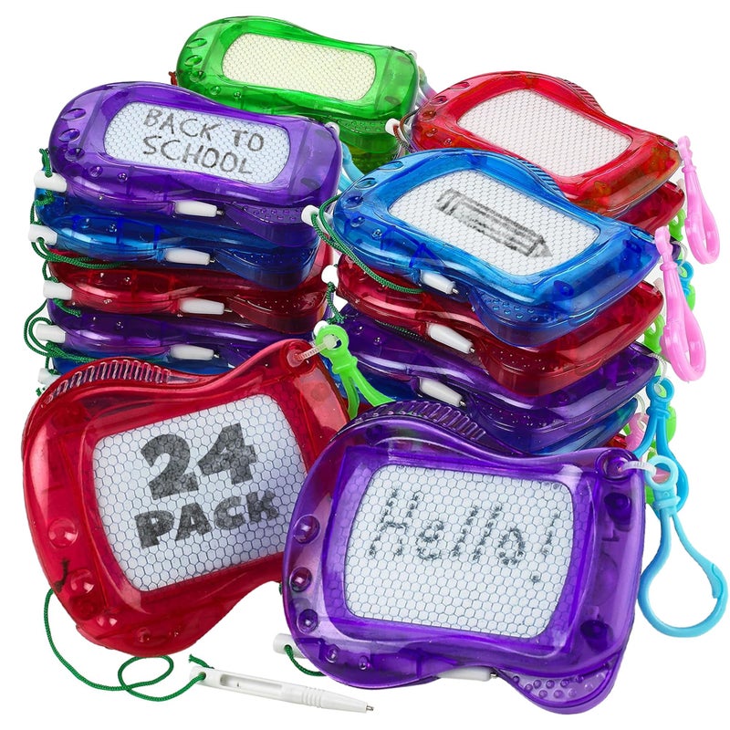 Bedwina Pack of 24 Mini Magnetic Drawing Board for Kids Backpack Keychain Clip Drawing Boards Erasable Doodle Sketch Writing Pad Birthday Kids Party Favors Goodie Bags Stuffers - Image 2
