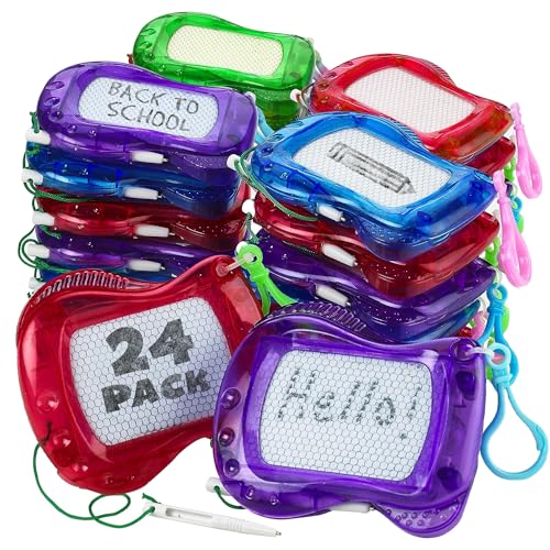 Bedwina Pack of 24 Mini Magnetic Drawing Board for Kids Backpack Keychain Clip Drawing Boards Erasable Doodle Sketch Writing Pad Birthday Kids Party Favors Goodie Bags Stuffers - Image 1