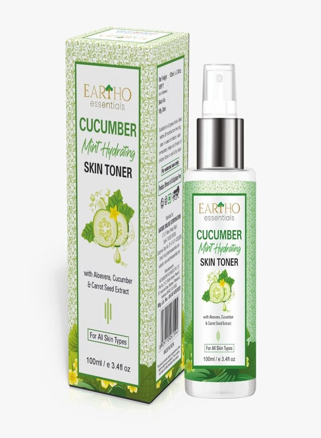 Eartho Essentials Cucumber Mint Skin Hydrating Toner - Alcohol-Free Face Toner for Open Pores, Acne Prone, Oily and Blemish Prone Skin with Aloe Vera, Vitamin C and Carrot Seed Extracts, 100 ML - Image 1