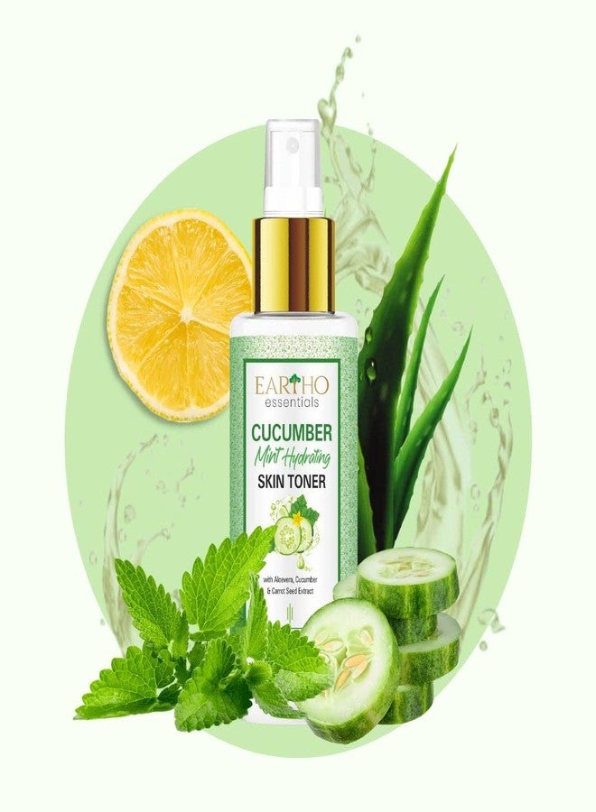 Eartho Essentials Cucumber Mint Skin Hydrating Toner - Alcohol-Free Face Toner for Open Pores, Acne Prone, Oily and Blemish Prone Skin with Aloe Vera, Vitamin C and Carrot Seed Extracts, 100 ML - Image 2