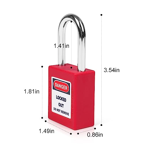 BULANGDI Red Loto Locks - 5pcs Keyed Different, 2 Keys Per Lock, OSHA Compliant Safety Padlocks for Electrical Lockout Tag Out Kits - Image 2