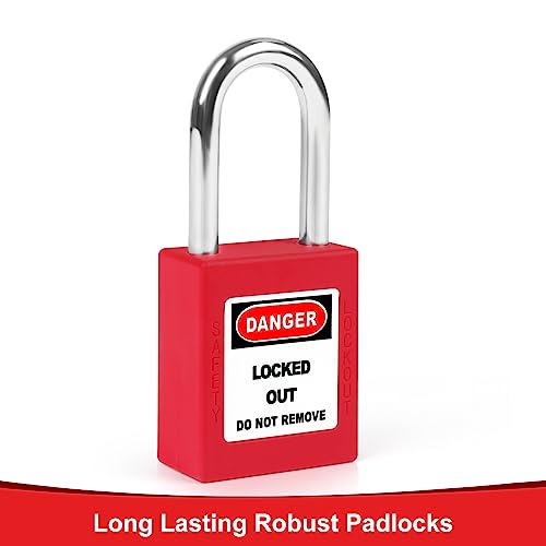 BULANGDI Red Loto Locks - 5pcs Keyed Different, 2 Keys Per Lock, OSHA Compliant Safety Padlocks for Electrical Lockout Tag Out Kits - Image 3