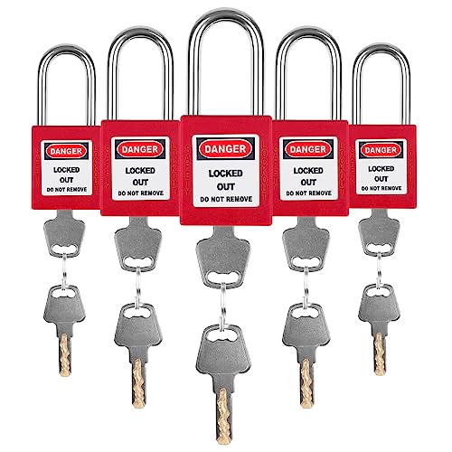 BULANGDI Red Loto Locks - 5pcs Keyed Different, 2 Keys Per Lock, OSHA Compliant Safety Padlocks for Electrical Lockout Tag Out Kits - Image 1