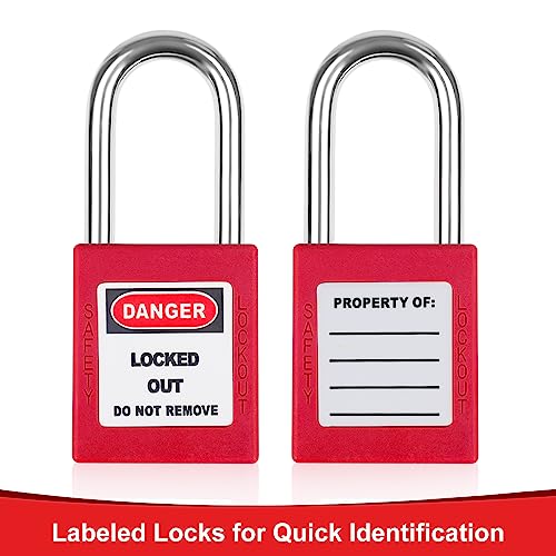BULANGDI Red Loto Locks - 5pcs Keyed Different, 2 Keys Per Lock, OSHA Compliant Safety Padlocks for Electrical Lockout Tag Out Kits - Image 5